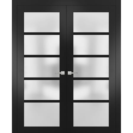 Sartodoors Double French Interior Door, 60" x 96", Black QUADRO4002DD-BLK-6096